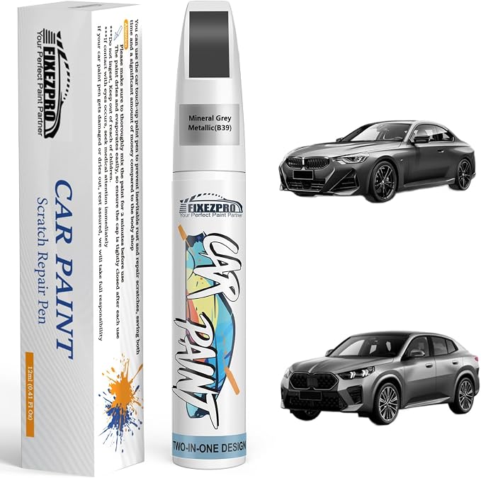B39 Mineral Grey Metallic Touch Up Paint for BMW, Color Exact Match Car Paint Scratch Repair Remover Pen Kit Quick & Easy Fix Vehicle Chips and Automotive Nicks Scuff