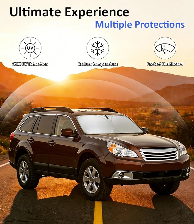 Windshield Sun Shade for Subaru Outback 2010-2014 Accessories, Car Front Window Sun Visor Protector & Heat Shield | 240T Sunshade Protection Blocks UV Rays Keep Your Car Cooler