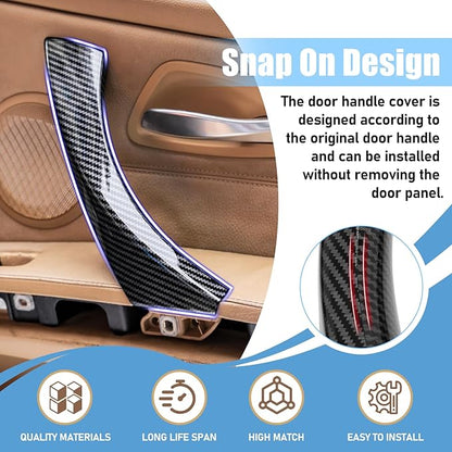 Compatible with BMW 3 Series Door Handle Covers E90/E91/E92/E93 2004-2011,6PCS Left Right Passenger Interior Door Pull Handle for 318i,320i,323i,325i,328i,330i,335i(Carbon Fiber Pattern)