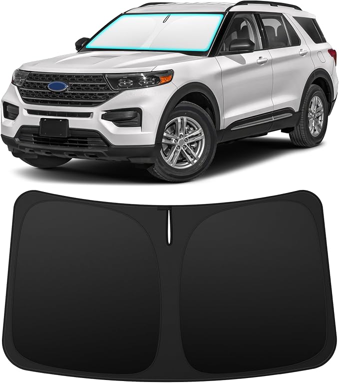 INSAUTO Custom Fit Windshield Sun Shade Accessories for Ford Explorer 2020-2026, Foldable Front Window Sunshade, UV & Heat Reflector, Keeps Interior Cool, Includes Storage Bag