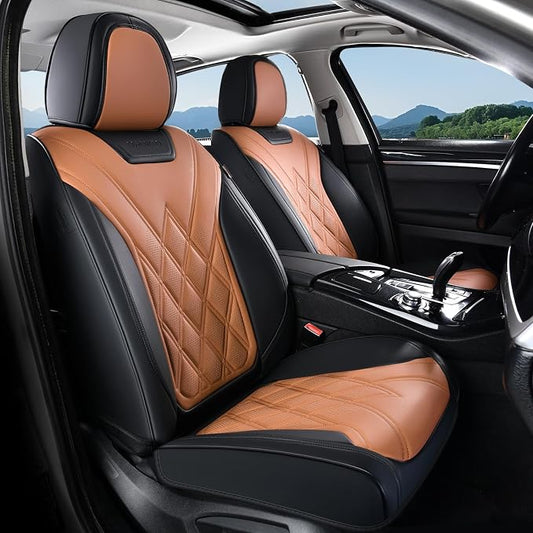 Coverado Car Seat Covers, Front Covers for Cars, Car Seat Cover Front Seats, Car Seat Protector Waterproof, Leather Car Seat Cushion, Universal Interior Covers Seat Protectors for Most Cars Purple
