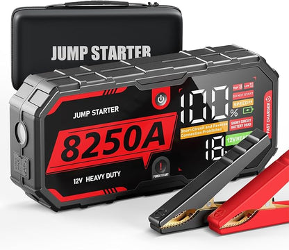 8250A Jump Starter Heavy Duty Jumper Starter Portable Battery Pack (Up to 10L Gas / 6.7L Diesel), 12V Auto Car Truck Battery Booster Jump Box with Power Bank, 48-Months Stand-by Time