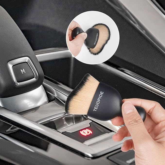 Car Interior Cleaning Brush, Car Duster Interior,Car Detailing Brush Dusting Brush,Car Interior Cleaning Tool, Auto Soft Hair Car Brush,Auto Interior Dust Brush for Air Vents(Brown Black)