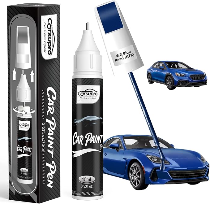 WR Blue Pearl(K7X) for Subaru Touch Up Paint Pen, 2 in 1 Car Scratch Remover with Pen Tip and Brush, Precise Color Match for Car Paint Scratch Repair, Quickly and Easily Fix Chips and Nicks
