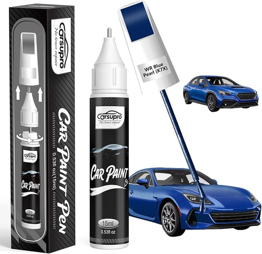 WR Blue Pearl(K7X) for Subaru Touch Up Paint Pen, 2 in 1 Car Scratch Remover with Pen Tip and Brush, Precise Color Match for Car Paint Scratch Repair, Quickly and Easily Fix Chips and Nicks