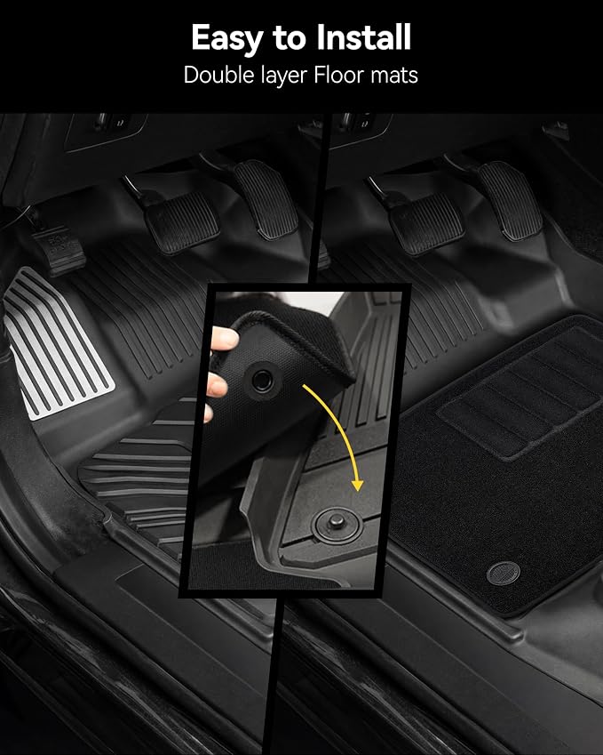 3W Floor Mats (with Metal Pedals)&Carpets Fit for Ford F-150 2015-2026 & F150 Lightning 2022-2025 SuperCrew, TPE All Weather Car Mats Custom Fit Accessories (w/s Original fold Under-Seat Storage Box)