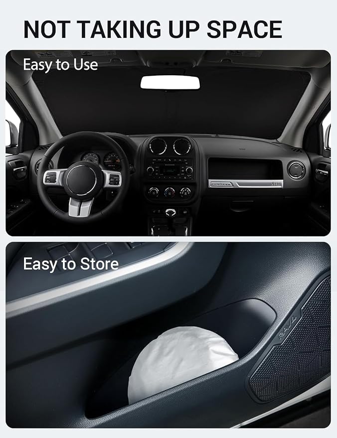 Proadsy 2026 Upgrade Front Windshield Sun Shade Foldable Sunshade Protector Custom Fit 2007-2017 Jeep Compass Accessories