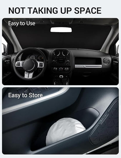 Proadsy 2026 Upgrade Front Windshield Sun Shade Foldable Sunshade Protector Custom Fit 2007-2017 Jeep Compass Accessories