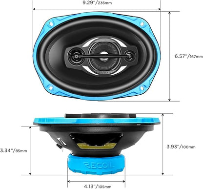 RECOIL RCX694 Echo Series 4-Way 6X9-Inch Car Audio Coaxial Speaker System with Grilles Pair