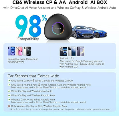 Wireless CarPlay Adapter, Magic AI Box with 4G LTE | GPS | Full Android OS, Wireless CarPlay Box Compatible with Wired Factory CarPlay & Android Auto, Support for YouTube/Netflix