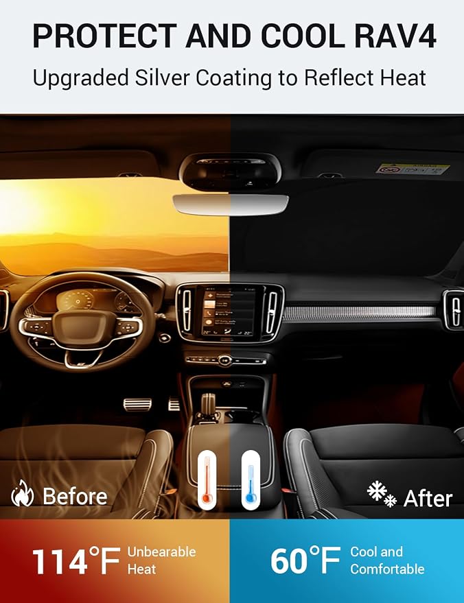 Proadsy 2026 Upgrade Front Windshield Sun Shade Foldable Sunshade Protector Sun Visor Custom Fit Chrysler 300 300C 2011-2023 Accessories