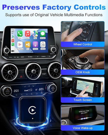 2026 Wireless CarPlay & Android Auto Adapter, 2-in-1 Wired to Wireless Dongle, Fast Auto-Connect, Stable Connection, Mini Plug & Play USB Adapter for Factory Wired Cars