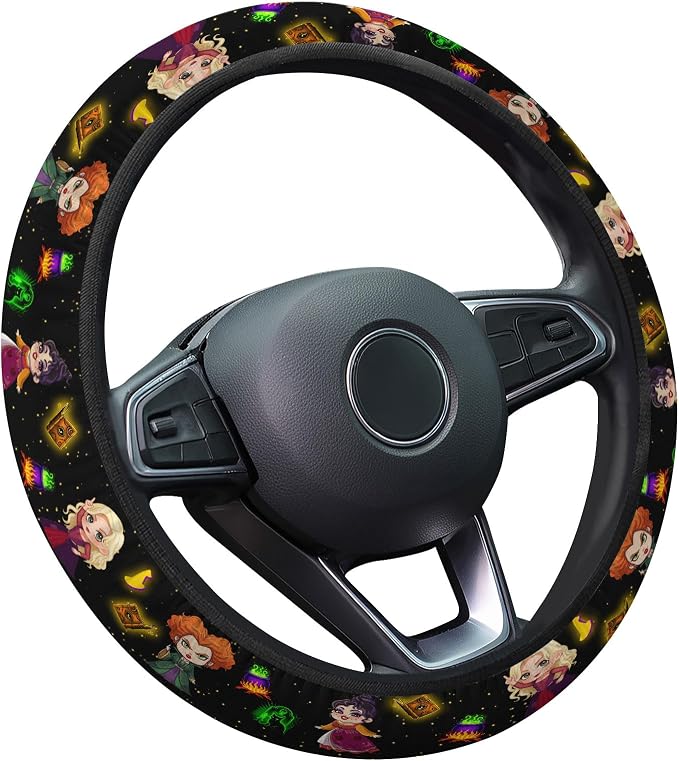 GENANY Witch Fantasy Steering Wheel Cover, Non Slip Polyester Car Wheel Protector for Car SUV Truck, Universal 15 Inch