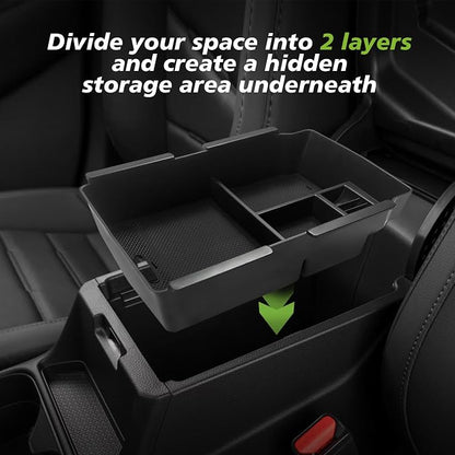 Muslogy Center Console Organizer with Coin Holder Compatible with Honda CRV & CRV Hybrid 2023 2024 2025 2026 LX EX Sport EX-L Sport Touring Hybrid Accessories (Black)