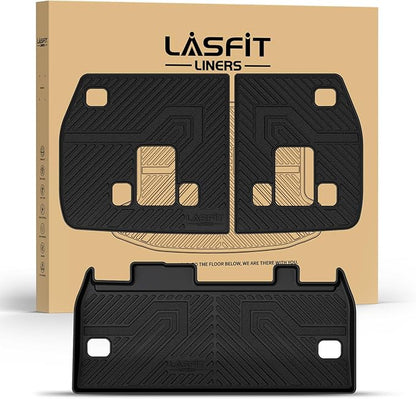 LASFIT Cargo Mat & Backrest Mats for Kia Carnival 2026 2025 2024 2023 2022 / Kia Carnival Hybrid 2025-2026, All Weather TPE Custom Fit Mats Car Trunk Mat Cargo Liner Accessories, Black