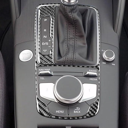 Real Premium Carbon Fiber Decor Compatible with Audi A3 S3 RS3 8V 2013 2014 2015 2016 2017 2018 2019 Car Automatic Gear Shift Panel Decal Kit Auto Interior Accessories Sticker 2pcs Black