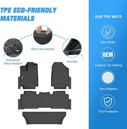 Nilight TPE Floor Mats for Honda Odyssey 2018 2019 2020 2021 2022 2023 2024 2025 2026 All Weather Custom Fit Heavy Duty Floor Liners