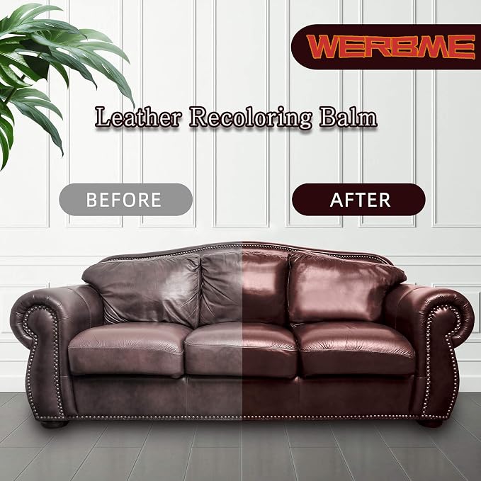 Leather Recoloring Balm & Color Restorer - 10OZ Multipurpose Dye & Paint for Faded Leather Couches, Car Seats, Shoes | Fix Scratches on Clothing, Furniture & Accessories(Medium Brown)