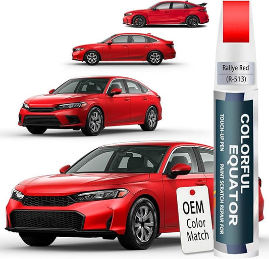 Car Touch up Paint(R-513 Rallye Red) Compatible with Honda, Car Paint Pen Scratch Repair Two-In-One Touch Up Paint, Premium Car Scratch Remover for Deep Scratches