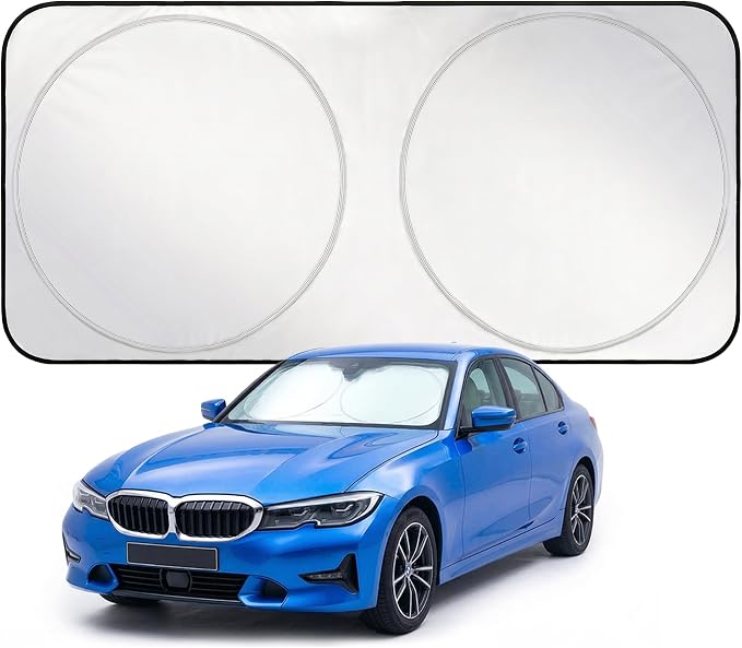 EzyShade Windshield Sun Shade with Shield-X Reflective Technology. See Vehicle Size-Chart. Foldable 1-Piece Car Sunshade for Front Windshield Window Car SUV. Sun Visor Heat Shield. Small (S) Size