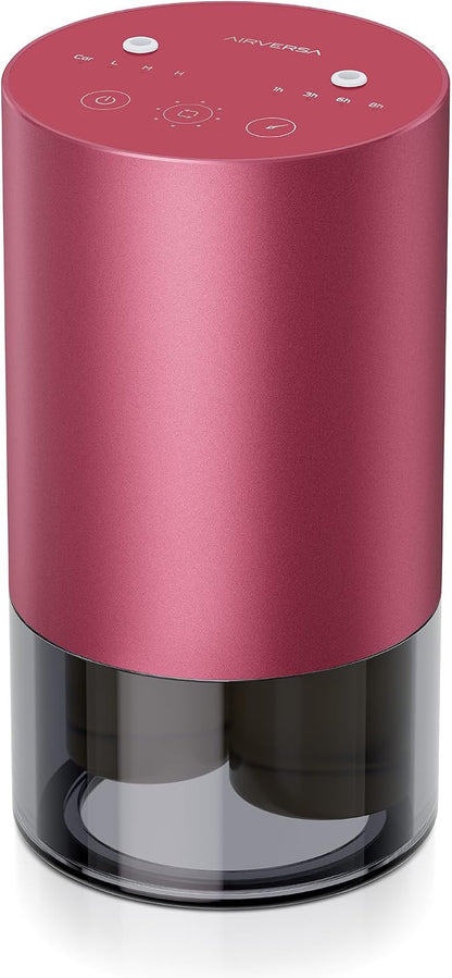 Airversa Dual-Nozzle Waterless Essential Oil Diffuser for Home Rechargeable Scent Diffusers with 5 Timer Settings, 4 Mist Levels with Vehicle Mode for Car Room Studio Office, Red Pink Metal
