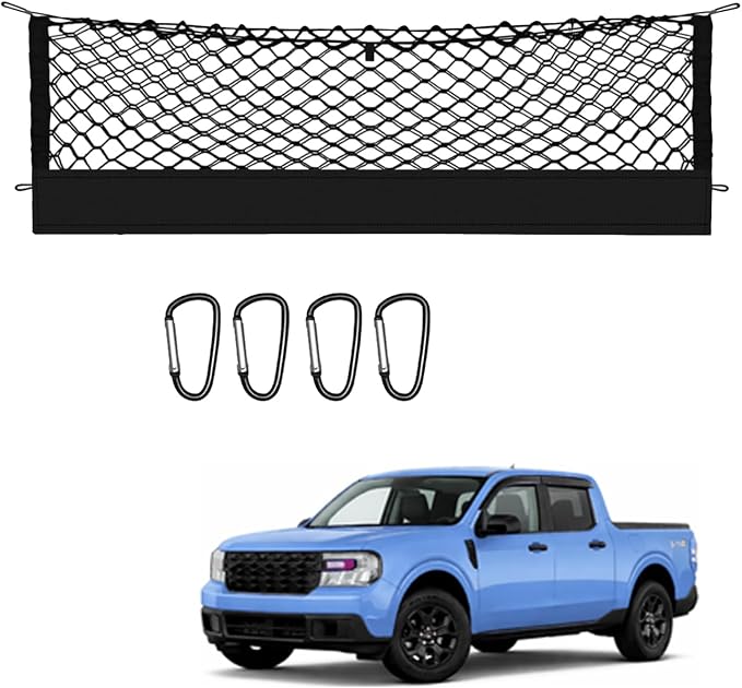 Truck Bed Cargo Net Truck Netting Custom Fit for Ford Maverick 2022-2026 Pickup Tailgate Organizer Net Heavy-Duty Elastic Truck Storage Grocery Mesh Net-Envelope Style