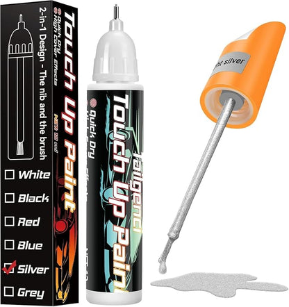 Sliver Touch Up Paint for Cars, 2-in-1 Scratch Repair Pen, 0.68 fl oz | Accurate silver match, effective scratch and chip repair, long-lasting, quick-dry, resists water and UV, helps prevent rust