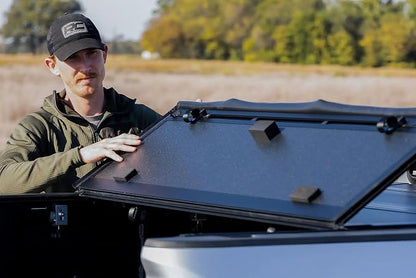 Rough Country Hard Tri-Fold Flip Up Truck Bed Cover for Chevy Colorado & GMC Canyon (2015-2024) - Fits 6' Bed, All-Weather, Flush Aluminum Panels