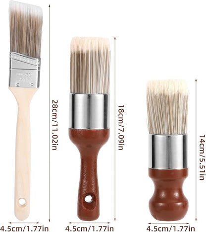 3pcs Salve Brush for Furniture, Leather & Wood Cleaning Brushes with Soft Nylon & Polyester Bristles Furniture Care Brushes for Leather Sofa Car Seats Wood Surfaces