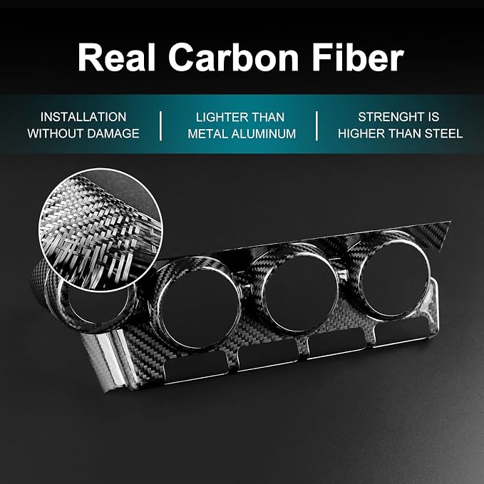 AIRSPEED Hard Carbon Fiber for Toyota GR86 Subaru BRZ 2021 2022 2023 2024 2025 Car Air Conditioner Button Frame Cover Center Console Panel Interior Trim Accessories, Black