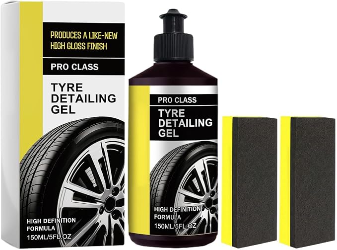 Automotive Wheel Coating – Fast Acting Formula, Protective Gloss Layer, Included Application Sponge, Trim Restorer Cream | Use for SUV Sedan RV Truck Trailer Pickup Vehicle Maintenance