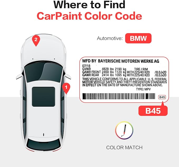 Carhoo C36 Dravit Gray Touch Up Paint Suitable For BMW, Genuine Custom Color Absoulutely Without Color Differences (16ml)