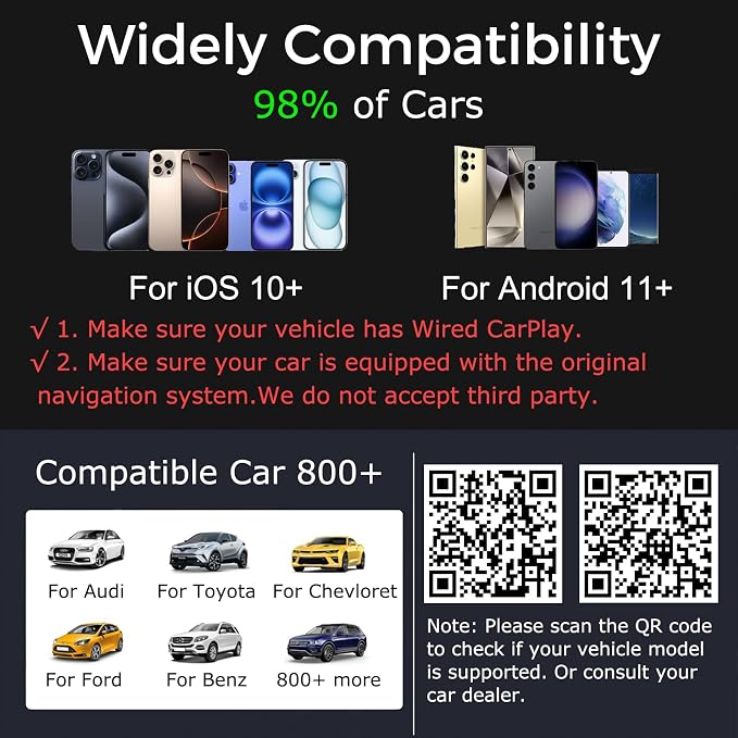 Wireless CarPlay Adapter 4-in-1,2026 Upgraded Screen Mirroring,Support Mirror Link/AirPlay for Apple CarPlay & Android Auto,for Cars with Wired CarPlay, Fast Auto-Connection, Plug & Play