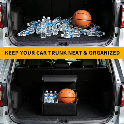 AUTOARK Leather Car Trunk Organizer,Durable Collapsible Adjustable Compartments Cargo Storage,AK-141