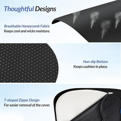 ZIKEE Ergonomic Seat Cushion with Thigh Slope for Long Sitting, Memory Foam Office Chair Cushion for Car, Home, U-Shaped Design Relieves Hip, Tailbone Pain, Non-Slip Sciatica Pain Relief Pillow