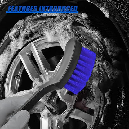 ZIMISI 8.3×2.5 Inch Car Wash Brush, Soft Bristle Short Handle Carpet Cleaning Brush, Scrub Brush for Floor Mats, Tires, Automotive Wheel Bushes for Vehicle Interior & Home (Blue)