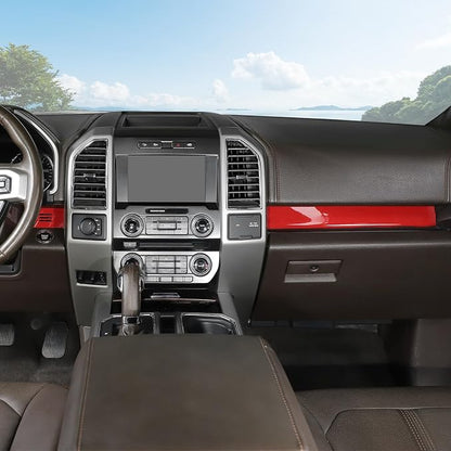 Jimen Compatible with Ford F150 2015-2020, 4PCS Center Console Panel Dash Cover Interior Trim Accessories (Red)