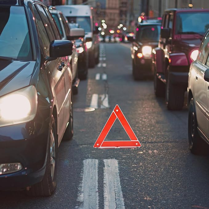 GARVALON Warning Triangle Reflective Safety Sign Kit for Roadside Emergencies Emergency Triangle for Vehicles High Visibility Road Reflectors