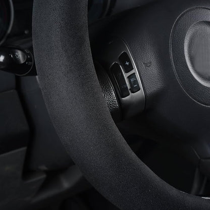CAR Pass Black Faux Suede 14.5-15 Inch Memory Foam Steering Wheel Covers Breathable Anti-Slip Odorless Steering Wheel Universal Fit for Men Women
