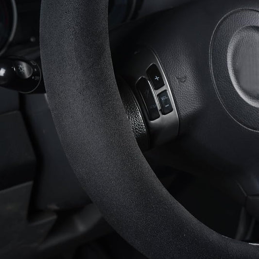 CAR Pass Black Faux Suede 14.5-15 Inch Memory Foam Steering Wheel Covers Breathable Anti-Slip Odorless Steering Wheel Universal Fit for Men Women