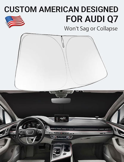 Proadsy Windshield Sun Shade for 2016-2025 2026 Audi Q7 Foldable Front Sunshade Protector Sun Visor Blocks UV Rays Keep Car Cooler