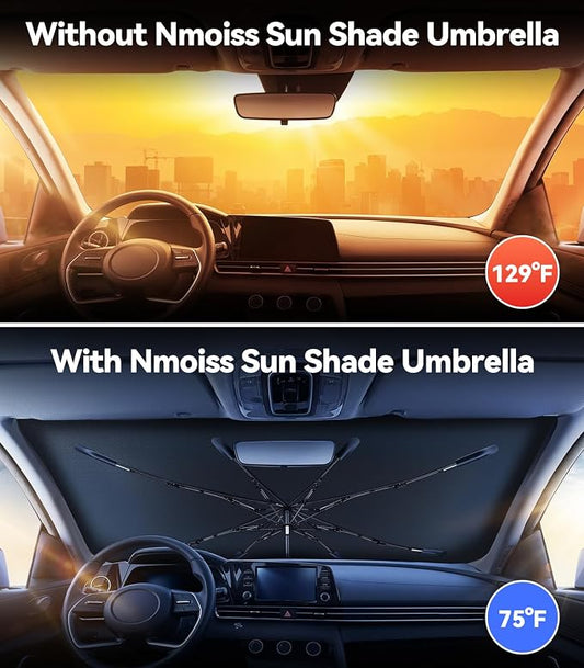 Nmoiss Windshield Sun Shade Umbrella Fit for Hyundai Elantra 2012-2026 Accessories, [Vinyl Coating Heat Shield] Protect Car from Sun Rays & Heat Damage Keep Cool and Protect Interior