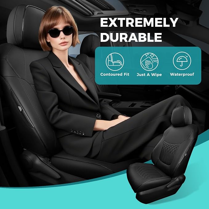 Customized for Toyota Sienna Seat Covers 2021-2026 Sienna 8 Seats 3 Row, Leather Car Seat Covers Waterproof Seat Covers Full Set for Cars, Car Seat Protectors, Airbag Compatible(Black)