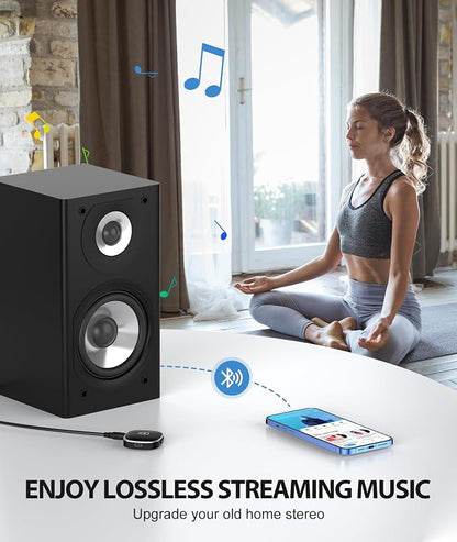 COMSOON AUX Bluetooth Adapter for Car, [LED Screen] Bluetooth 5.3 Receiver for Speaker/Home Stereo/Wired Headphones, 3.5mm Wireless Audio Receiver for Hands-Free Call/Music, Dual Connection