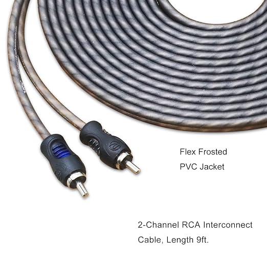 RECOIL RCI29 100% Oxygen Free Copper 9ft 2-Channel RCA Audio Cable, Twisted Pair with Noise Reduction