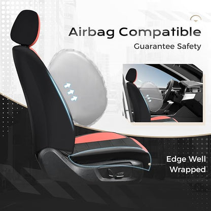 Coverado Leather Seat Covers Front and Rear Seat Cover 5 Seats Automotive Waterproof Car Seat Covers Universal Fit for Most Cars SUV Trucks, Red&Black