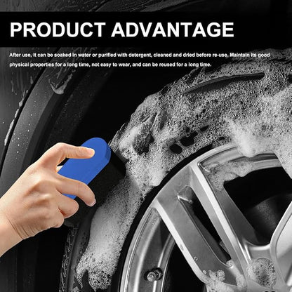 2PCS Tire Waxing Applicator Pad, Sponge Pad, Easy Grip Hex Logic Tire Shine Dressing Applicator Sponge, Car Durable and Reusable Cleaning Foam Sponges for Wheel Tire Polishing (Blue)