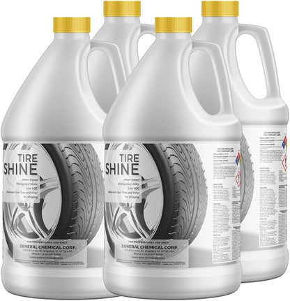 AutoGeneral - Tire Shine - Water-Based Cleaner - High-Gloss Tire Dressing - Protects Against Cracking, Fading and UV Effects - Industrial Strength - Case of Four 1 Gallon Jugs
