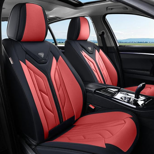 Coverado Seat Covers, Car Seat Covers Front Seats, Leather Seat Covers for Cars, Automotive Seat Covers Car Seat Protector Car Seat Cushion Universal Fit for Most Sedans SUV Pick-up Truck(Burgundy)