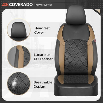 Coverado Car Seat Covers, Front Seat Covers, 2 Front Automotive Seat Cover, Mesh Breathable Seat Protectors, Universal Fit for Most Cars